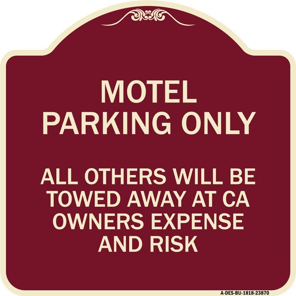 Signmission Motel Parking All Others Towed Heavy-Gauge Aluminum Architectural Sign, 18" x 18", BU-1818-23870 A-DES-BU-1818-23870 - main